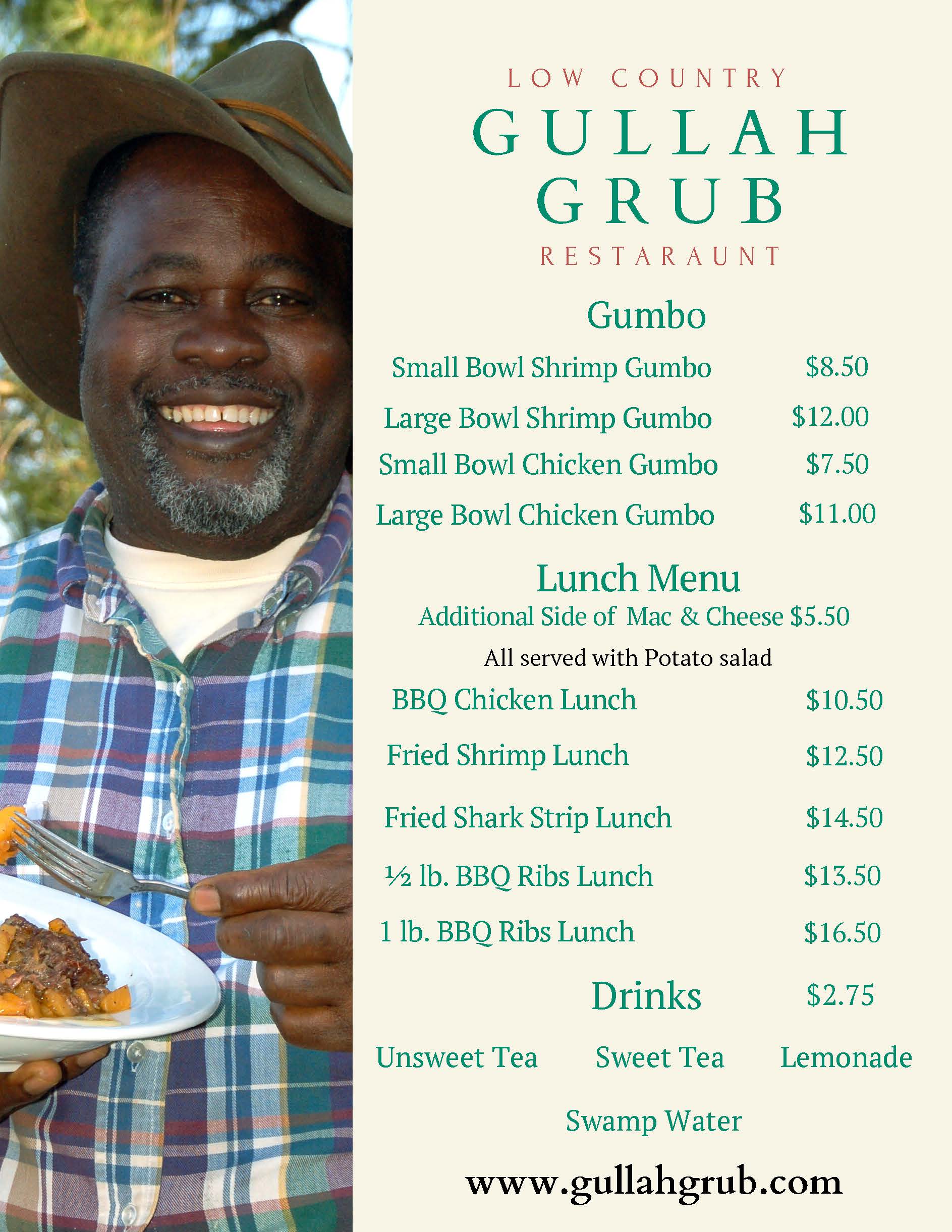 Menu Gullah Grub